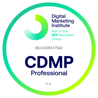 Certified Digital Marketing Professional (CDMP) badge from the Digital Marketing Institute